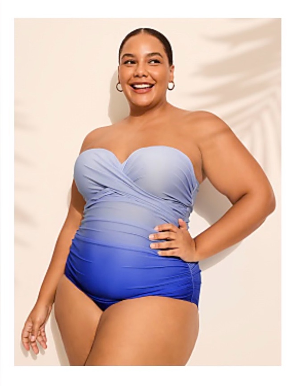 Cacique Ombre Strapless One-Piece Swimsuit in Light Blue to Royal Blue